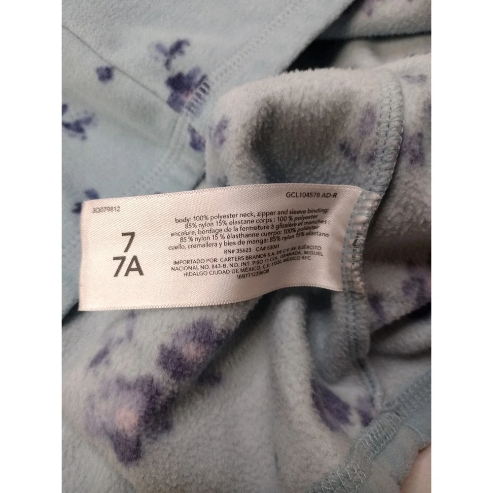 OshKosh Bgosh Girls Blue Floral Fleece Quarter Zip Pullover Sweater size 7